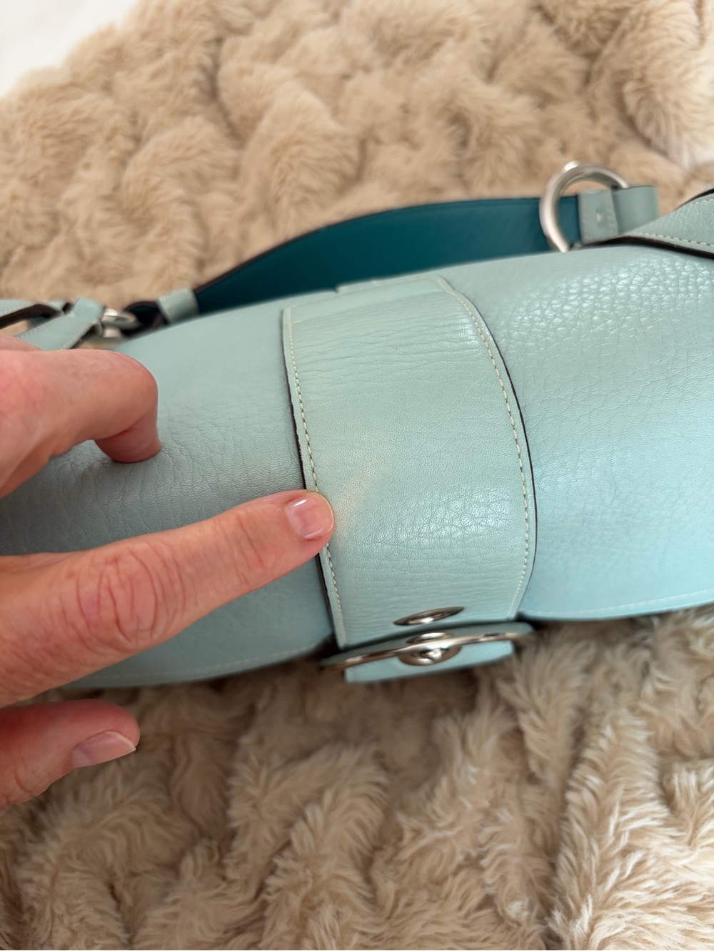 VINTAGE Coach Tiffany Blue flap bag #3000 - Picture 11 of 15